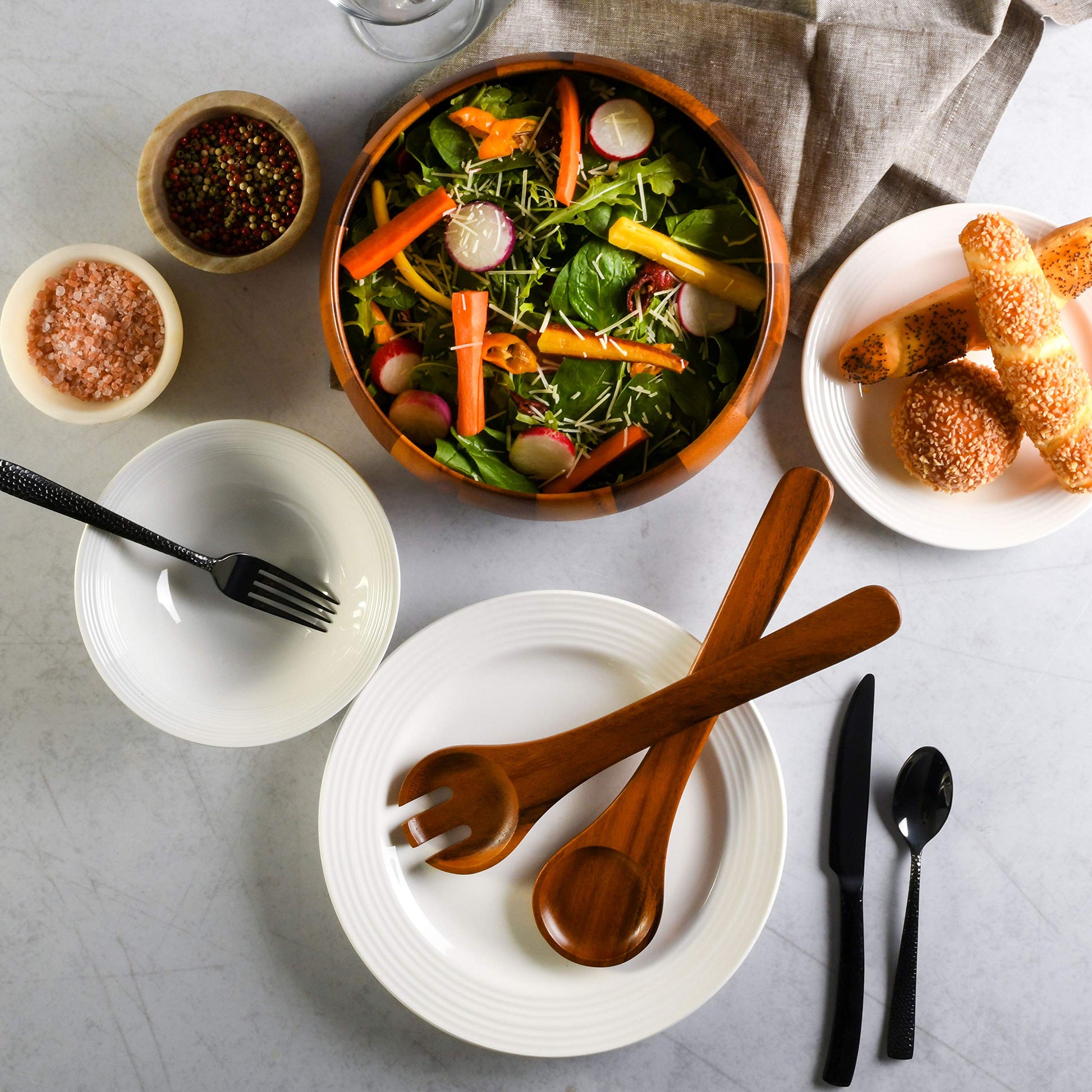 Gibson Home Laurel Acacia Wood Salad Bowl Set, 3 - Piece, Acacia Wood - CookCave