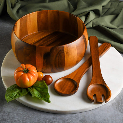 Gibson Home Laurel Acacia Wood Salad Bowl Set, 3 - Piece, Acacia Wood - CookCave