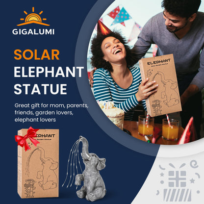GIGALUMI Solar Garden Decor Watering Elephant Statues Outdoor, Birthday Gifts for Women Mom Grandma Senior Elder, Elephant Ornament for Balcony, Garden, Patio, Yard, Lawn (Constant Lights Only) - CookCave