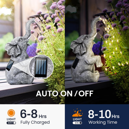 GIGALUMI Solar Garden Decor Watering Elephant Statues Outdoor, Birthday Gifts for Women Mom Grandma Senior Elder, Elephant Ornament for Balcony, Garden, Patio, Yard, Lawn (Constant Lights Only) - CookCave