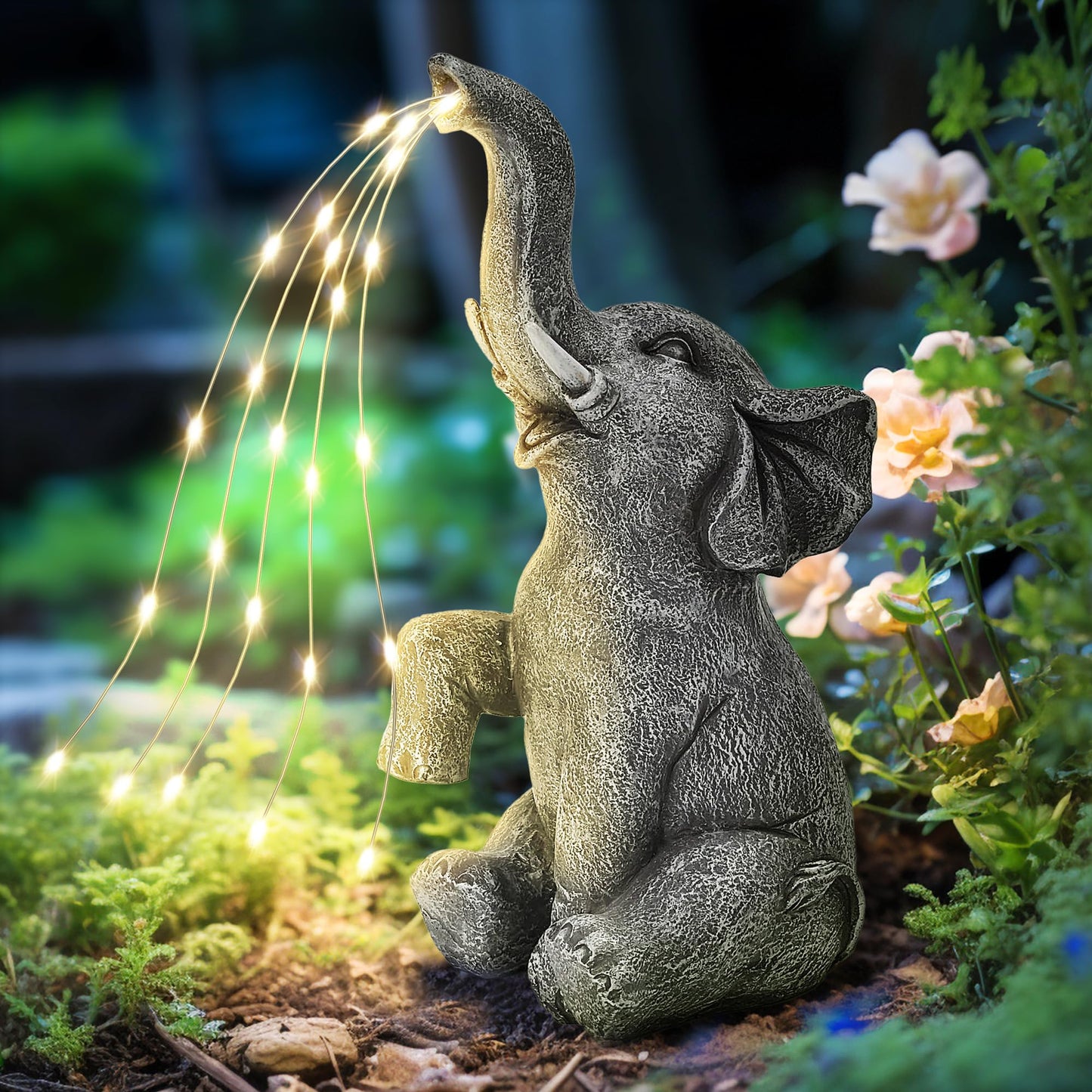 GIGALUMI Solar Garden Decor Watering Elephant Statues Outdoor, Birthday Gifts for Women Mom Grandma Senior Elder, Elephant Ornament for Balcony, Garden, Patio, Yard, Lawn (Constant Lights Only) - CookCave