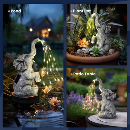 GIGALUMI Solar Garden Decor Watering Elephant Statues Outdoor, Birthday Gifts for Women Mom Grandma Senior Elder, Elephant Ornament for Balcony, Garden, Patio, Yard, Lawn (Constant Lights Only) - CookCave