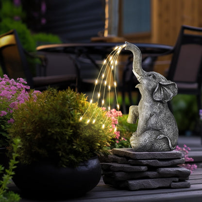 GIGALUMI Solar Garden Decor Watering Elephant Statues Outdoor, Birthday Gifts for Women Mom Grandma Senior Elder, Elephant Ornament for Balcony, Garden, Patio, Yard, Lawn (Constant Lights Only) - CookCave