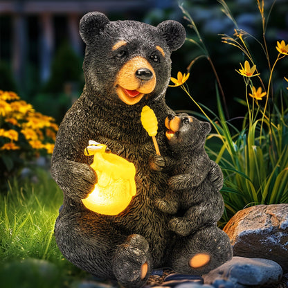 GIGALUMI Solar Garden Statues Loving Bear Figurine Lights for Outside, Yard Decorations Outdoor, Garden Decor Unique Birthday Housewarming Gifts for Mom, Women, Black - CookCave