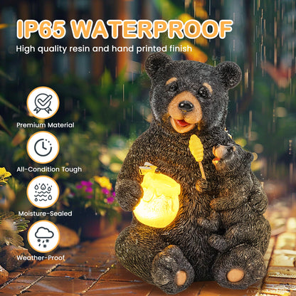 GIGALUMI Solar Garden Statues Loving Bear Figurine Lights for Outside, Yard Decorations Outdoor, Garden Decor Unique Birthday Housewarming Gifts for Mom, Women, Black - CookCave