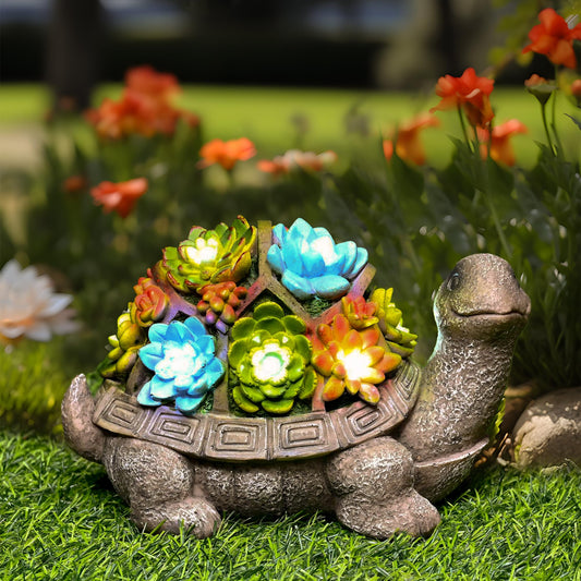 GIGALUMI Solar Garden Statues Turtle Figurine Lights for Outside, Yard Decorations Outdoor, Garden Decor Unique Birthday Housewarming Gifts for Mom, Women for Mothers Day - CookCave