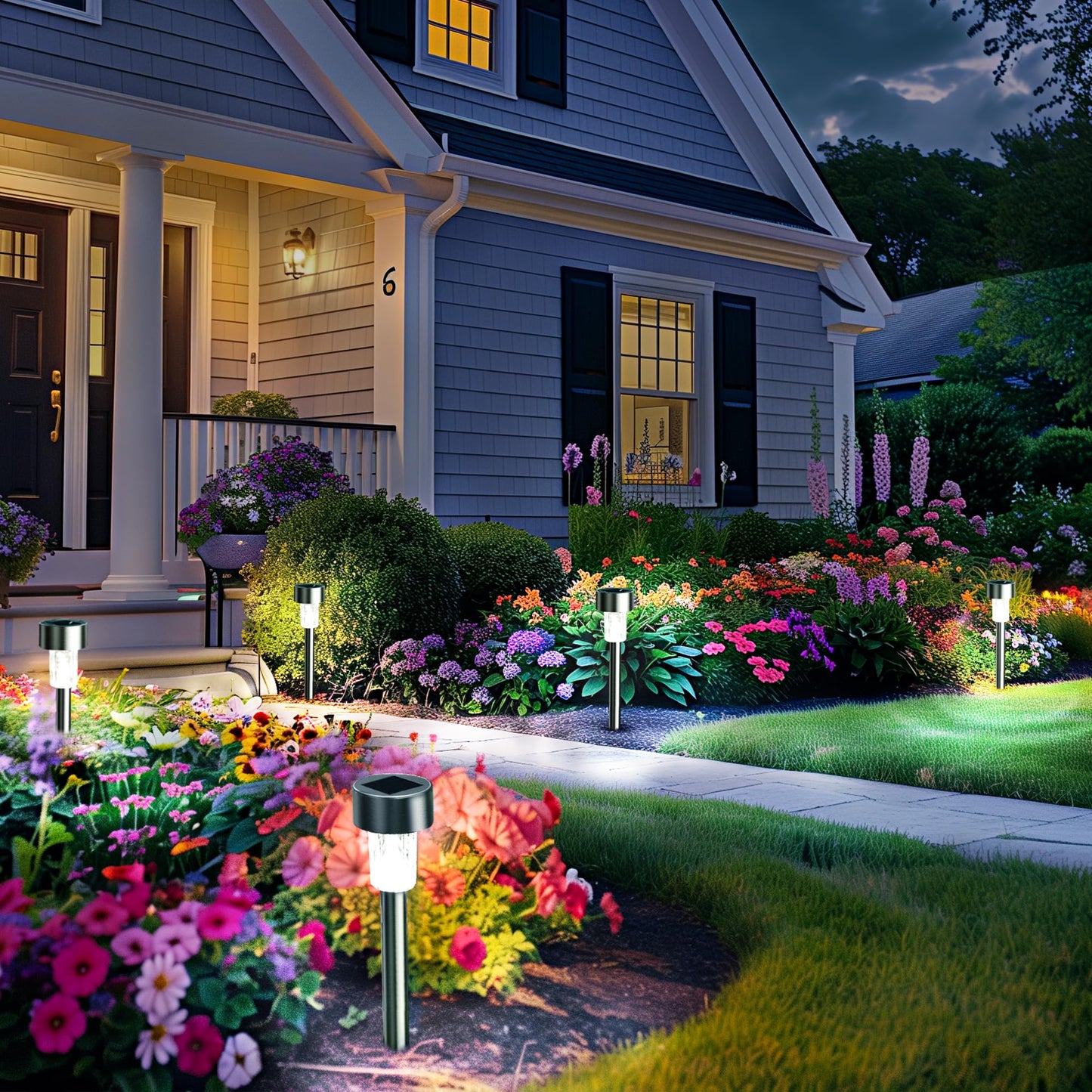 GIGALUMI Solar Lights Outdoor Waterproof, 12 Pack, Stainless Steel LED Solar Garden Lights for Patio, Lawn, Yard and Landscape, Cold White - CookCave