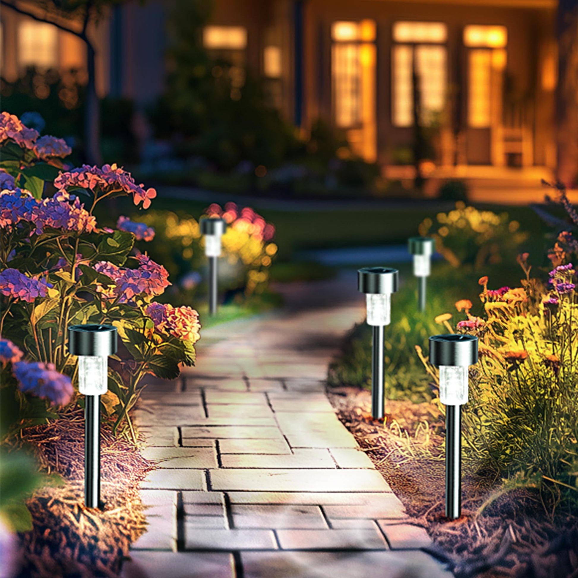 GIGALUMI Solar Lights Outdoor Waterproof, 12 Pack, Stainless Steel LED Solar Garden Lights for Patio, Lawn, Yard and Landscape, Cold White - CookCave