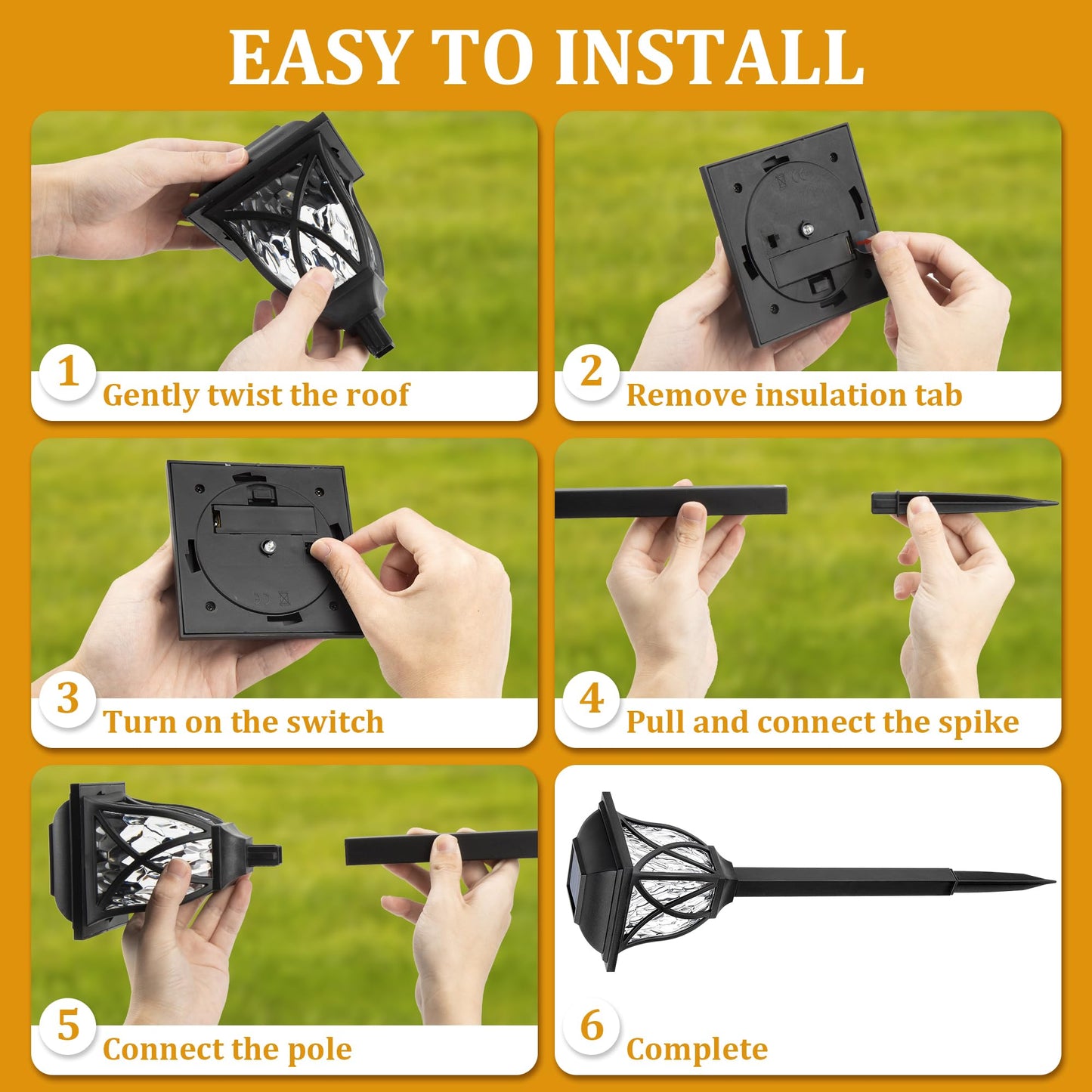 GIGALUMI Solar Lights Outdoor Waterproof, 6 Pack LED Solar Garden Lights, Outdoor Decorations, Garden Decor for Yard, Patio, Landscape, Planter, Walkway (Warm White) - CookCave