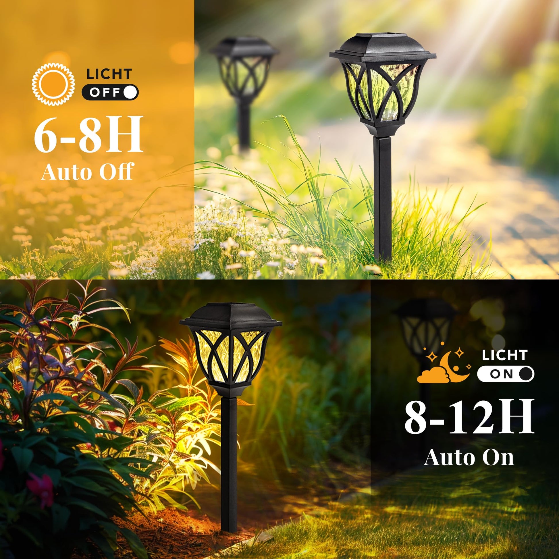 GIGALUMI Solar Lights Outdoor Waterproof, 6 Pack LED Solar Garden Lights, Outdoor Decorations, Garden Decor for Yard, Patio, Landscape, Planter, Walkway (Warm White) - CookCave