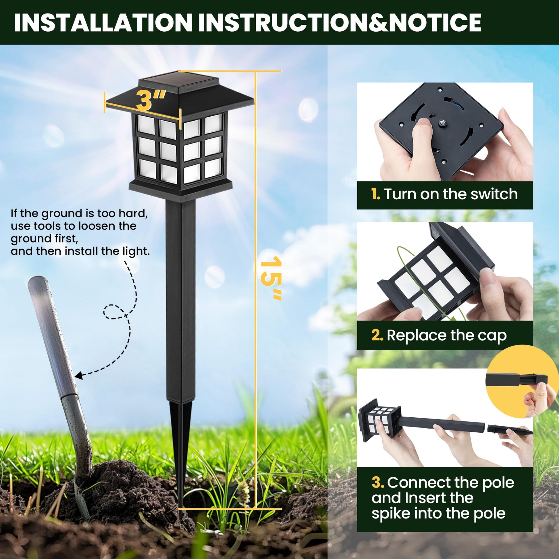 GIGALUMI Solar Outdoor Lights,12 Pack LED Solar Lights Outdoor Waterproof, Solar Walkway Lights Maintain 10 Hours of Lighting for Your Garden, Landscape, Path, Yard, Patio, Driveway - CookCave