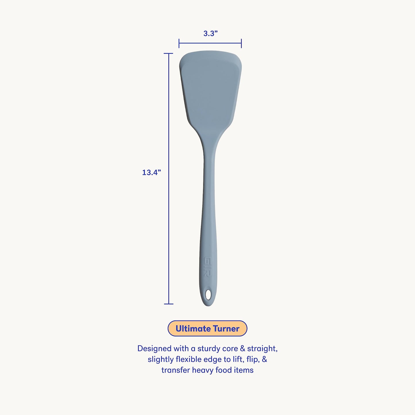 GIR: Get It Right Silicone Turner - Non-Stick & Heat Resistant Silicone Spatula Turner for BBQs & Cookouts - Lifts, Flip and Transfer Food Items - 13 Inch, Slate - CookCave