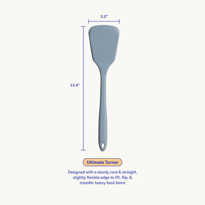 GIR: Get It Right Silicone Turner - Non-Stick & Heat Resistant Silicone Spatula Turner for BBQs & Cookouts - Lifts, Flip and Transfer Food Items - 13 Inch, Slate - CookCave