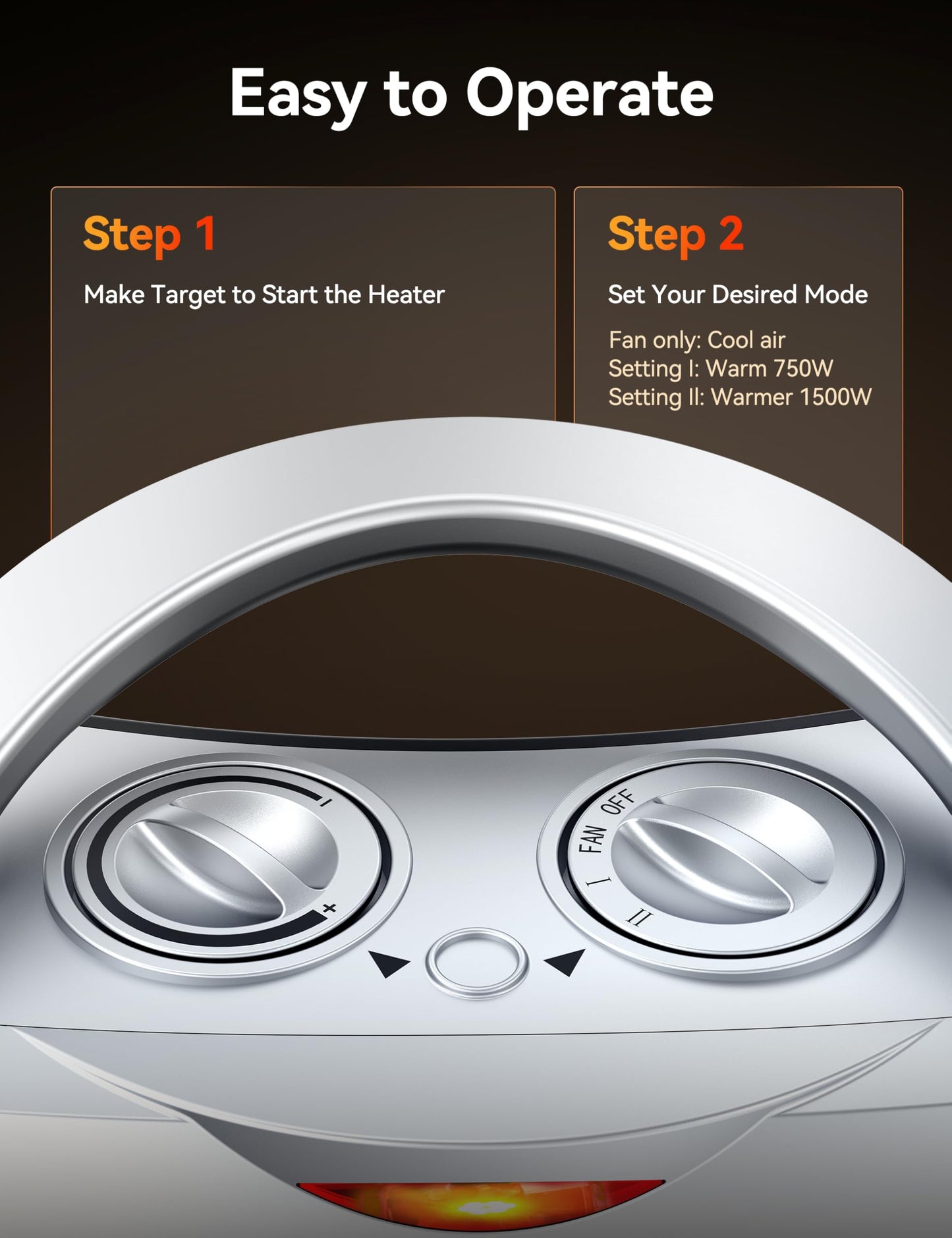 GiveBest Portable Electric Space Heater with Thermostat, 1500W/750W Safe and Quiet Ceramic Heater Fan, Heat Up 200 Square Feet for Office Room Desk Indoor Use, Silver - CookCave