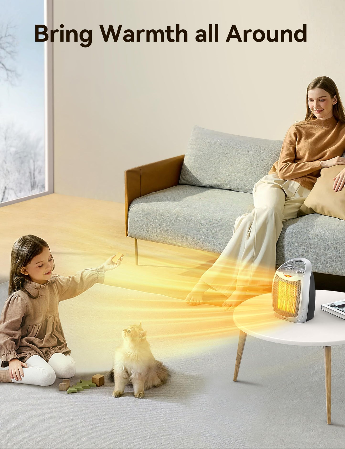 GiveBest Portable Electric Space Heater with Thermostat, 1500W/750W Safe and Quiet Ceramic Heater Fan, Heat Up 200 Square Feet for Office Room Desk Indoor Use, Silver - CookCave