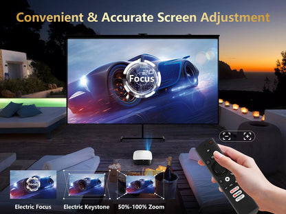 GooDee Smart 4K Projector with 5G WIFI and Bluetooth, Netflix/Amazn Prime Video Certified, Dolby Audio, 800ANSI Outdoor Projector, 400" Zoom Home Theater Projector Compatible with TV Stick,iOS,Android - CookCave