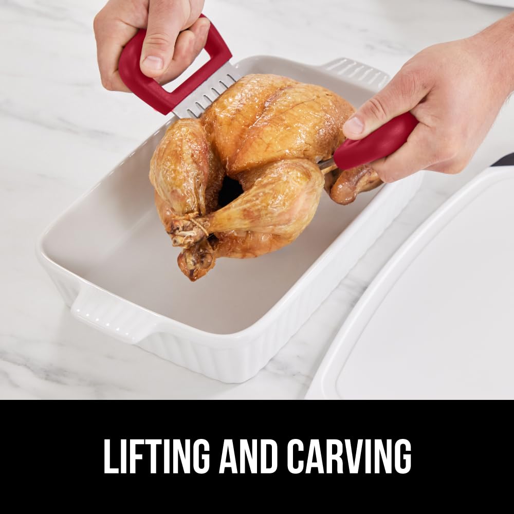 GORILLA GRIP BPA-Free Chicken Shredder Meat Claws, Sharp Stainless Steel Food Shredding Fork, Comfortable Handle, Easily Shred Pulled Pork, Taco Meats, Kitchen Smoker BBQ Tool, Dishwasher Safe, Red - CookCave