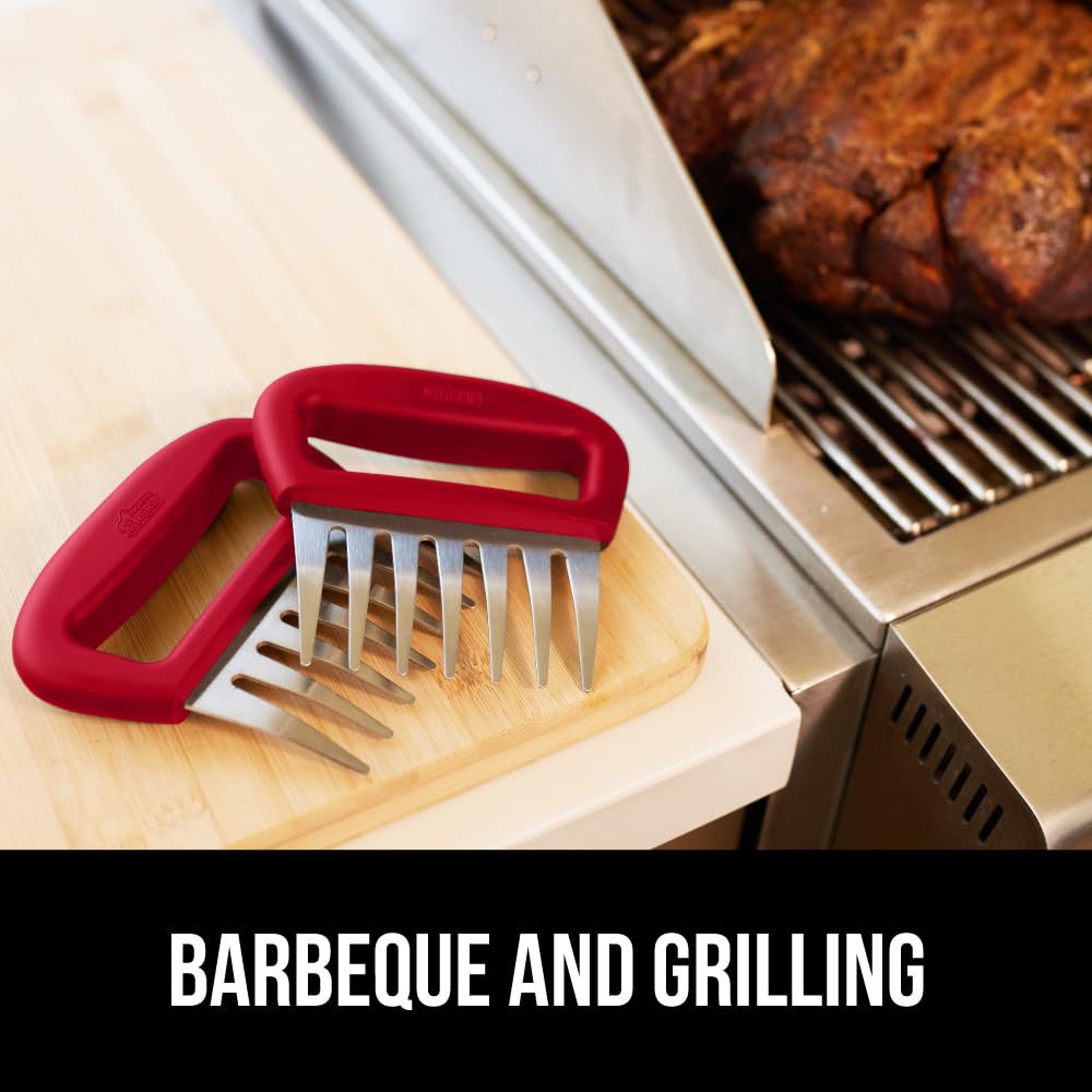 GORILLA GRIP BPA-Free Chicken Shredder Meat Claws, Sharp Stainless Steel Food Shredding Fork, Comfortable Handle, Easily Shred Pulled Pork, Taco Meats, Kitchen Smoker BBQ Tool, Dishwasher Safe, Red - CookCave
