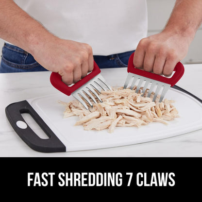 GORILLA GRIP BPA-Free Chicken Shredder Meat Claws, Sharp Stainless Steel Food Shredding Fork, Comfortable Handle, Easily Shred Pulled Pork, Taco Meats, Kitchen Smoker BBQ Tool, Dishwasher Safe, Red - CookCave
