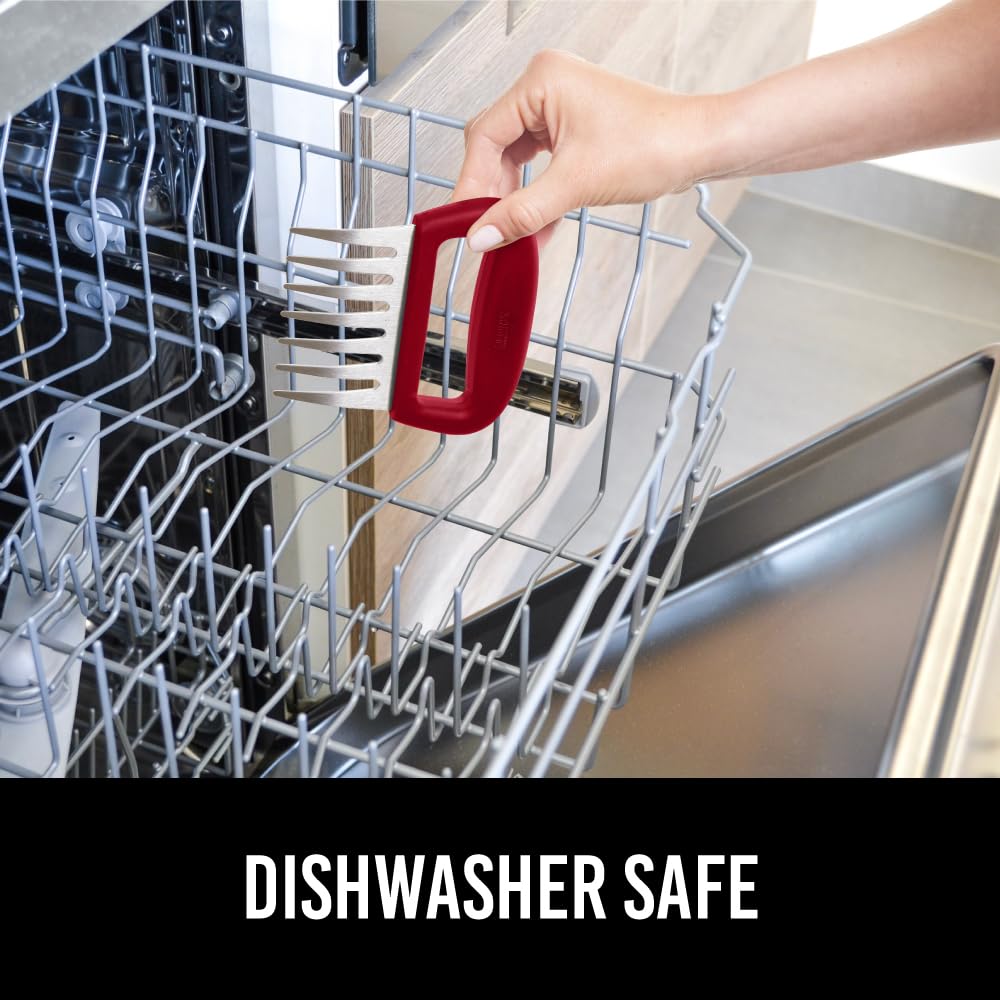 GORILLA GRIP BPA-Free Chicken Shredder Meat Claws, Sharp Stainless Steel Food Shredding Fork, Comfortable Handle, Easily Shred Pulled Pork, Taco Meats, Kitchen Smoker BBQ Tool, Dishwasher Safe, Red - CookCave