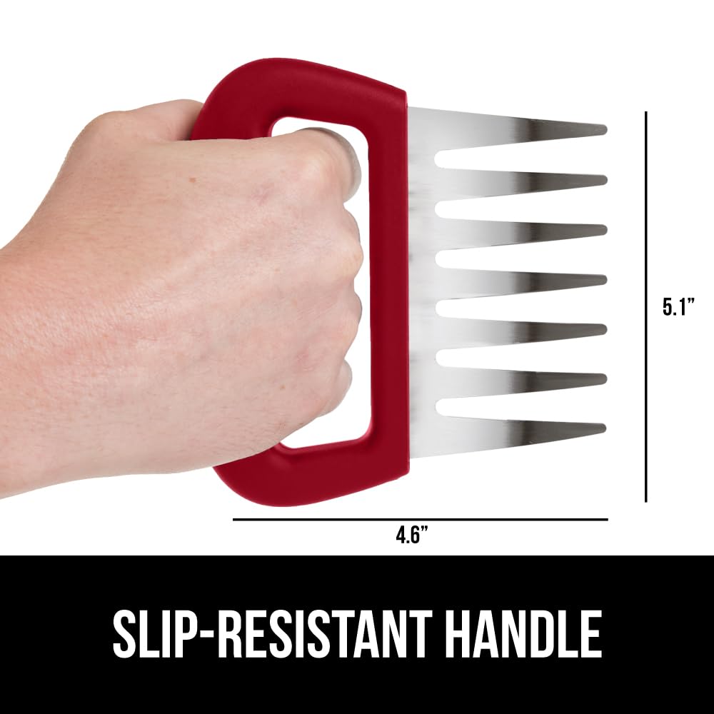 GORILLA GRIP BPA-Free Chicken Shredder Meat Claws, Sharp Stainless Steel Food Shredding Fork, Comfortable Handle, Easily Shred Pulled Pork, Taco Meats, Kitchen Smoker BBQ Tool, Dishwasher Safe, Red - CookCave