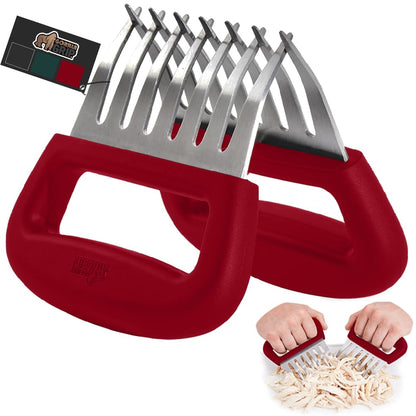 GORILLA GRIP BPA-Free Chicken Shredder Meat Claws, Sharp Stainless Steel Food Shredding Fork, Comfortable Handle, Easily Shred Pulled Pork, Taco Meats, Kitchen Smoker BBQ Tool, Dishwasher Safe, Red - CookCave