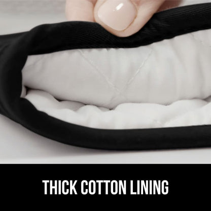 GORILLA GRIP Heat Resistant Durable Silicone Oven Mitts, BPA-Free Protective Grilling Potholders, Soft Cotton Lining, Flexible Waterproof Cooking Mitt Set, Kitchen Home Essentials, 12.5x8.3, Black - CookCave