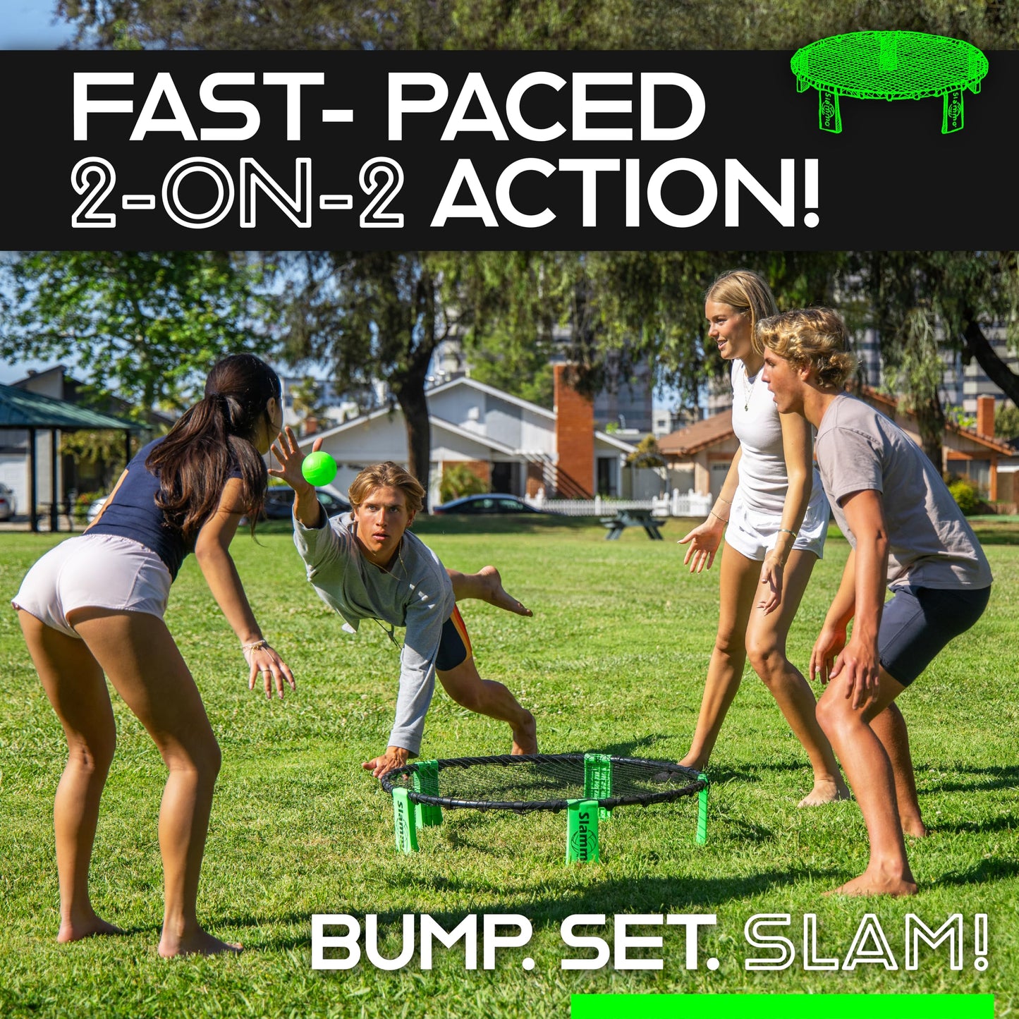 GoSports Slammo Game Set (Includes 3 Balls, Carrying Case and Rules) - Outdoor Lawn, Beach & Tailgating Roundnet Game for Kids, Teens & Adults - CookCave