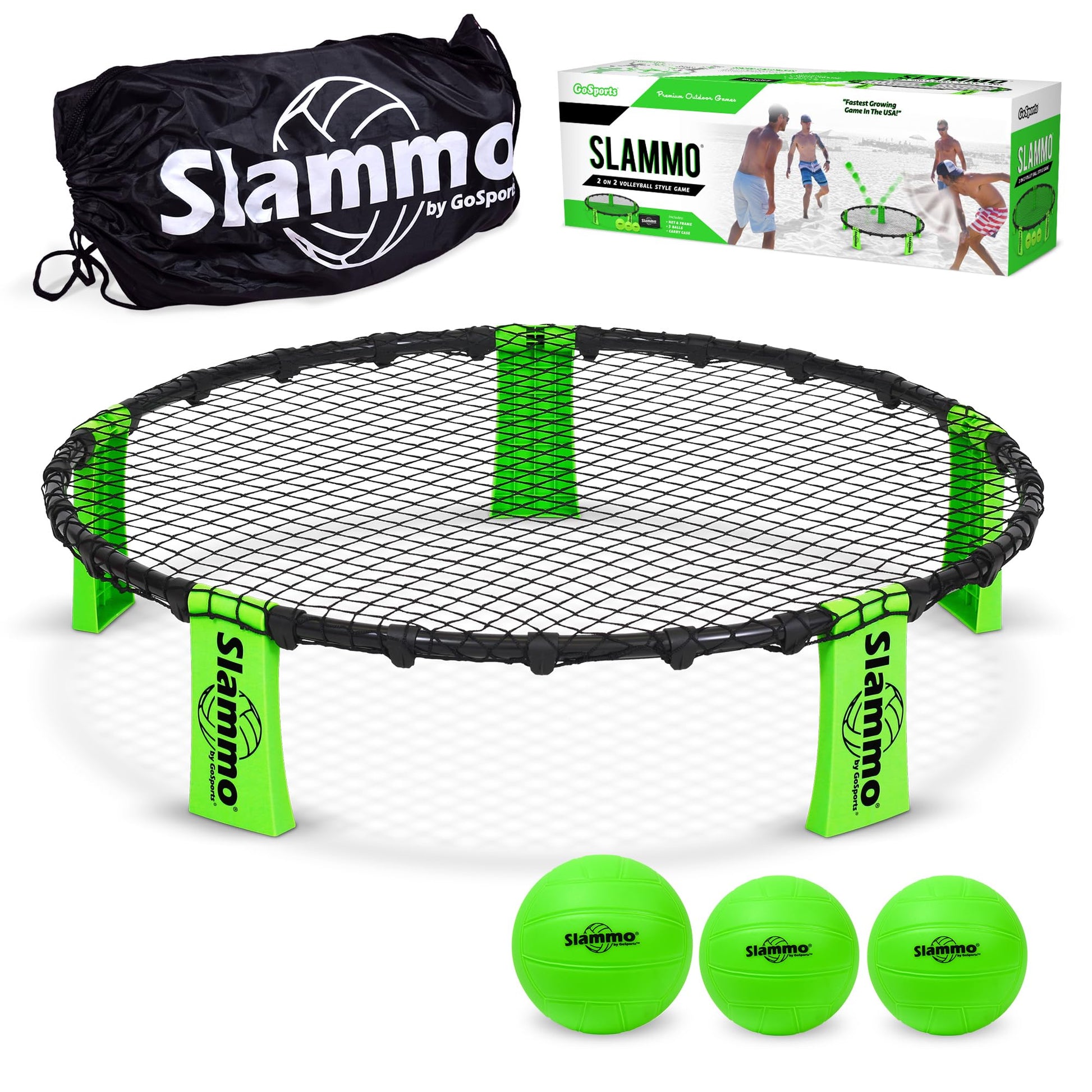 GoSports Slammo Game Set (Includes 3 Balls, Carrying Case and Rules) - Outdoor Lawn, Beach & Tailgating Roundnet Game for Kids, Teens & Adults - CookCave