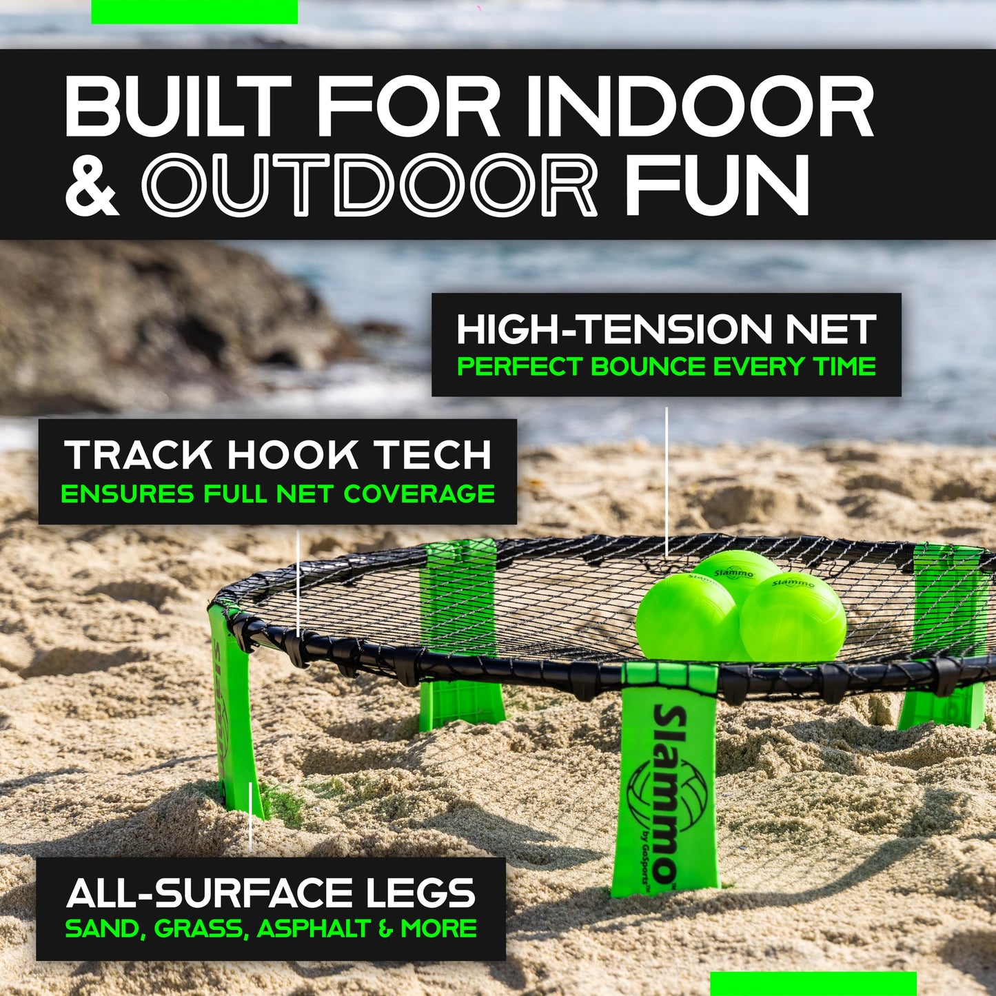 GoSports Slammo Game Set (Includes 3 Balls, Carrying Case and Rules) - Outdoor Lawn, Beach & Tailgating Roundnet Game for Kids, Teens & Adults - CookCave