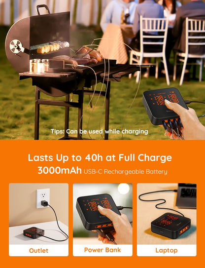 Govee Wireless Meat Thermometer with 4 Probe, Smart WiFi Meat Thermometer with Unlimited Range App Notification Alert, Digital Rechargeable Bluetooth Food Thermometer for Smoker BBQ Grill Oven Kitchen - CookCave