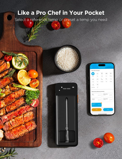 GoveeLife Digital Meat Thermometer Wireless with WiFi Bluetooth, Food Thermometer for Cooking, Long Range Probe Monitoring, Rechargeable Base, APP Alerts Recipes for BBQ, Oven, Grill, Smoker - CookCave