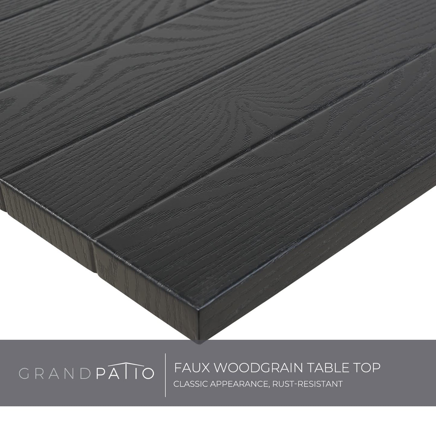 Grand patio 7-Piece Patio Dining Set for 6, E-Coated Outdoor Dining Set Swivel Patio Dining Chairs with Olefin Cushions & 1 Black Rectangular Faux Woodgrain Dining Table with 1.5”Market Umbrella Hole - CookCave