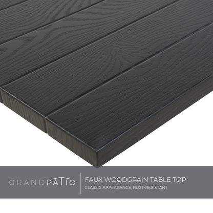 Grand patio 7-Piece Patio Dining Set for 6, E-Coated Outdoor Dining Set Swivel Patio Dining Chairs with Olefin Cushions & 1 Black Rectangular Faux Woodgrain Dining Table with 1.5”Market Umbrella Hole - CookCave