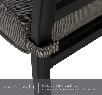 Grand patio 9-Piece Patio Dining Set for 8, E-Coated Outdoor Dining Set Swivel Patio Dining Chairs with Olefin Cushions & 1 Black Extendable Rectangular Faux Woodgrain Table for 6-8 Person - CookCave