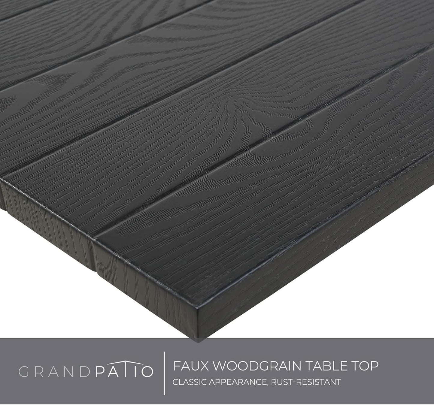 Grand patio 9-Piece Patio Dining Set for 8, E-Coated Outdoor Dining Set Swivel Patio Dining Chairs with Olefin Cushions & 1 Black Extendable Rectangular Faux Woodgrain Table for 6-8 Person - CookCave