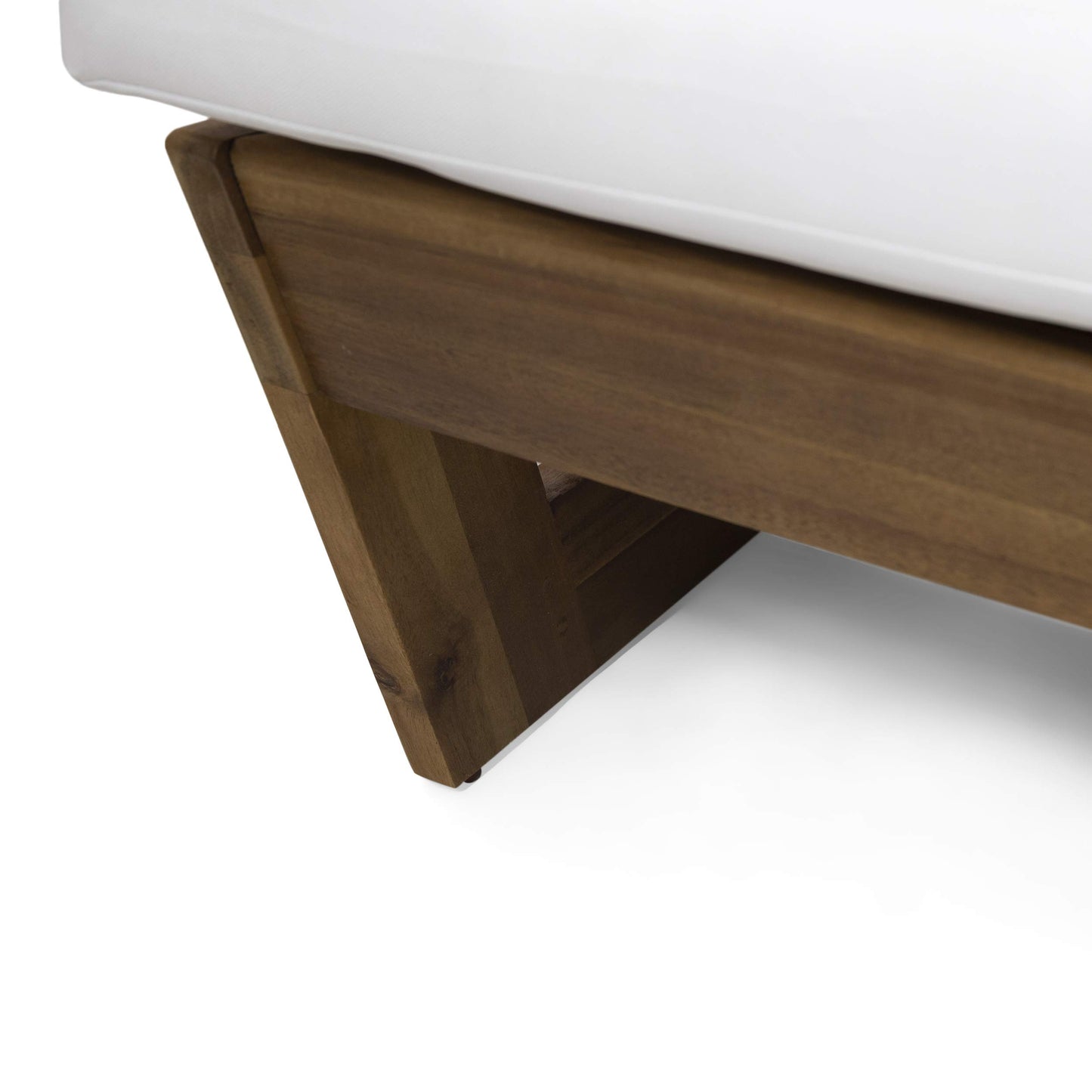 Great Deal Furniture Kaitlyn Outdoor Acacia Wood Loveseat with Cushions, Teak and White - CookCave