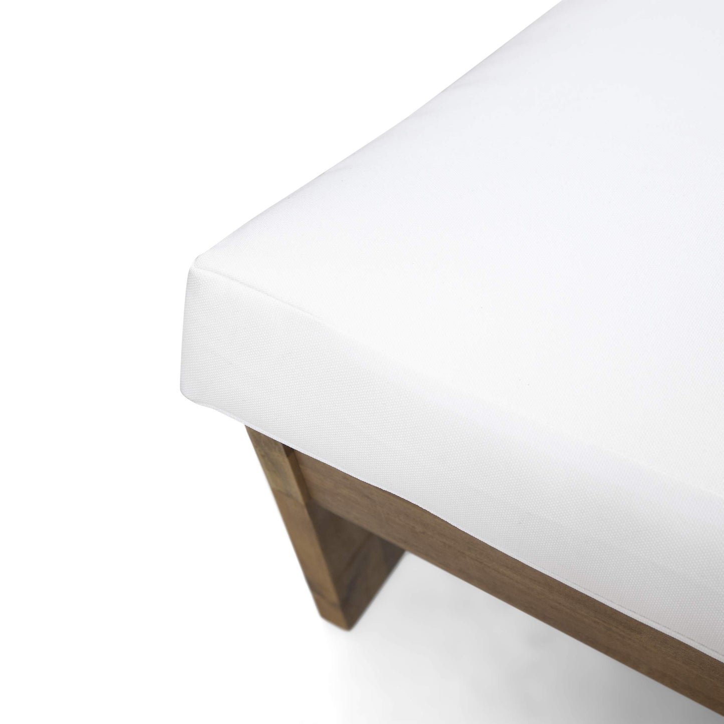 Great Deal Furniture Kaitlyn Outdoor Acacia Wood Loveseat with Cushions, Teak and White - CookCave