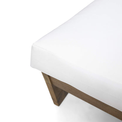 Great Deal Furniture Kaitlyn Outdoor Acacia Wood Loveseat with Cushions, Teak and White - CookCave