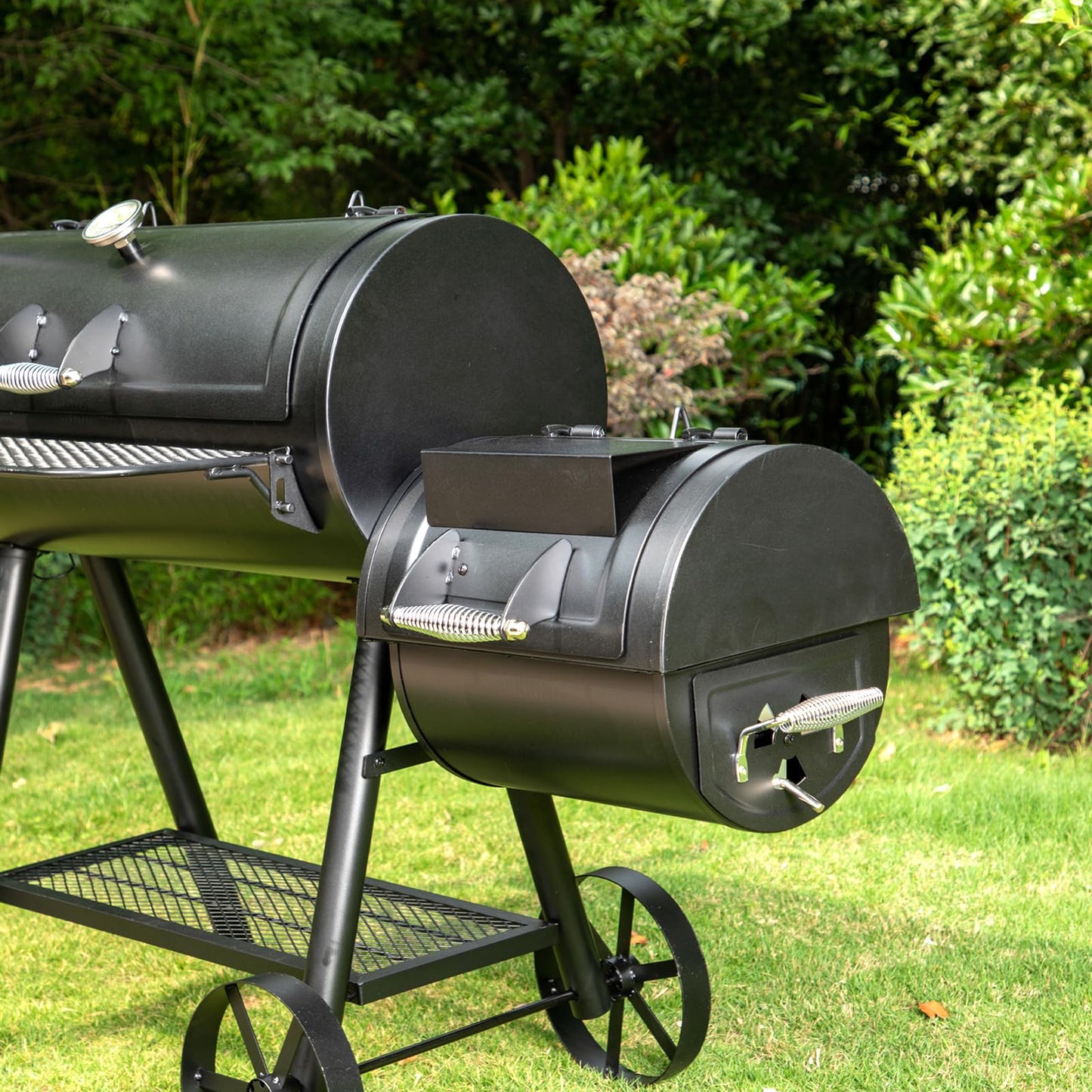 GREEN PARTY Offset Smoker Charcoal Grills with 37-Inch Cook Chamber, Barrel Smoker and Charcoal Grill Combo, 941 Sq. In. Space Barrel Charcoal Smoker Grill for Outdoor BBQ Patio Backyard Cooking - CookCave