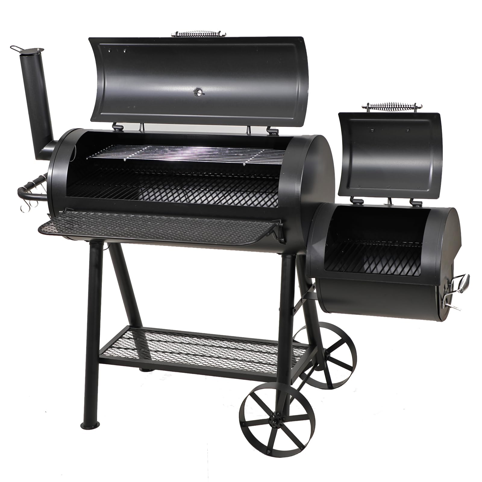 GREEN PARTY Offset Smoker Charcoal Grills with 37-Inch Cook Chamber, Barrel Smoker and Charcoal Grill Combo, 941 Sq. In. Space Barrel Charcoal Smoker Grill for Outdoor BBQ Patio Backyard Cooking - CookCave