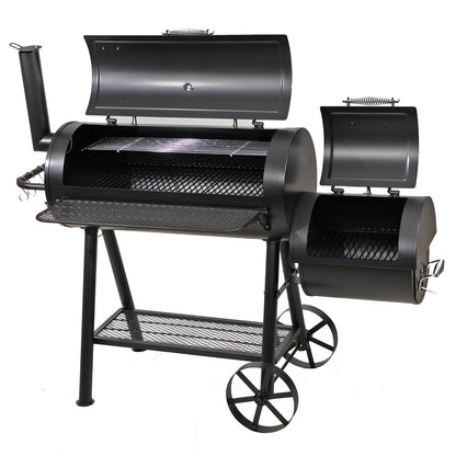 GREEN PARTY Offset Smoker Charcoal Grills with 37-Inch Cook Chamber, Barrel Smoker and Charcoal Grill Combo, 941 Sq. In. Space Barrel Charcoal Smoker Grill for Outdoor BBQ Patio Backyard Cooking - CookCave