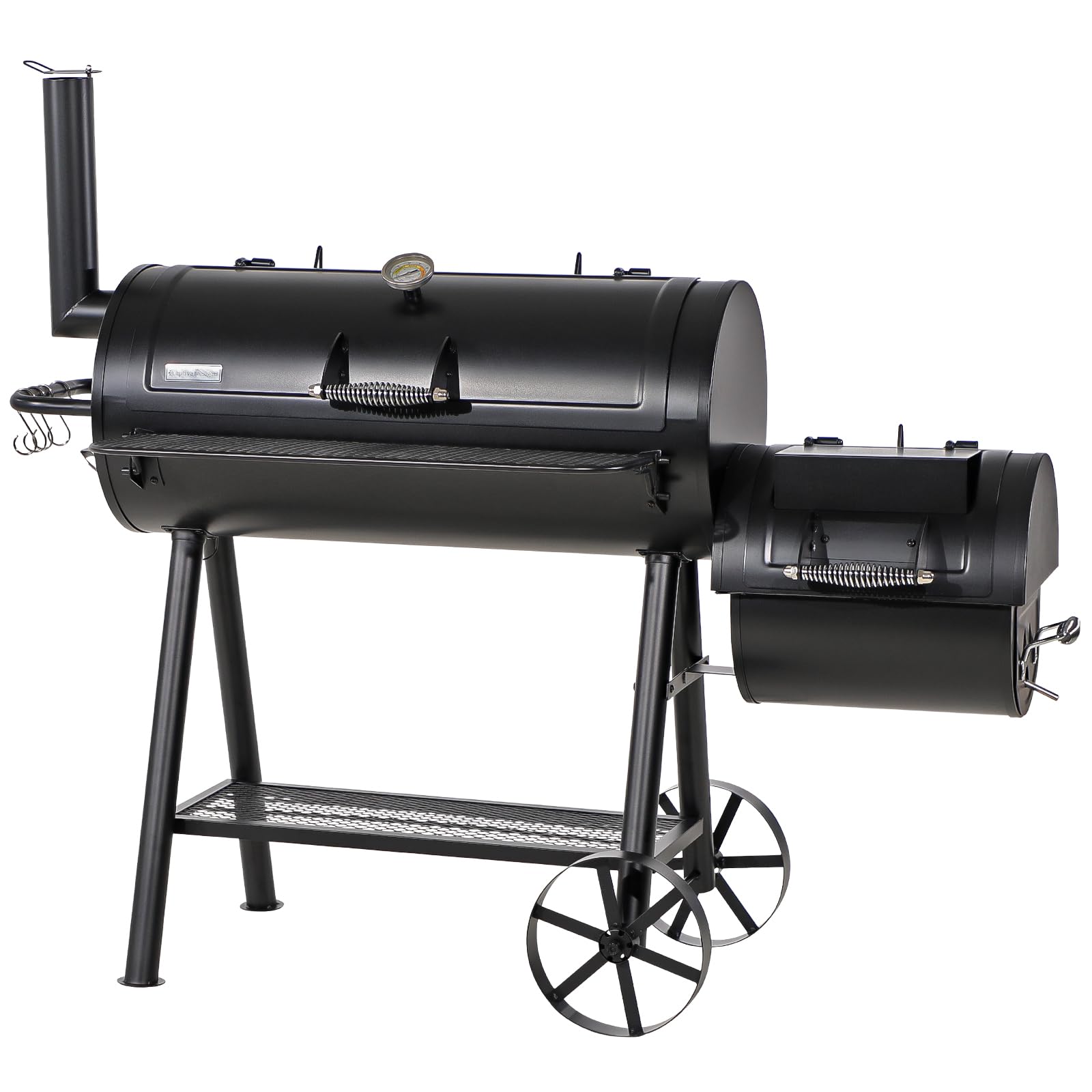GREEN PARTY Offset Smoker Charcoal Grills with 37-Inch Cook Chamber, Barrel Smoker and Charcoal Grill Combo, 941 Sq. In. Space Barrel Charcoal Smoker Grill for Outdoor BBQ Patio Backyard Cooking - CookCave