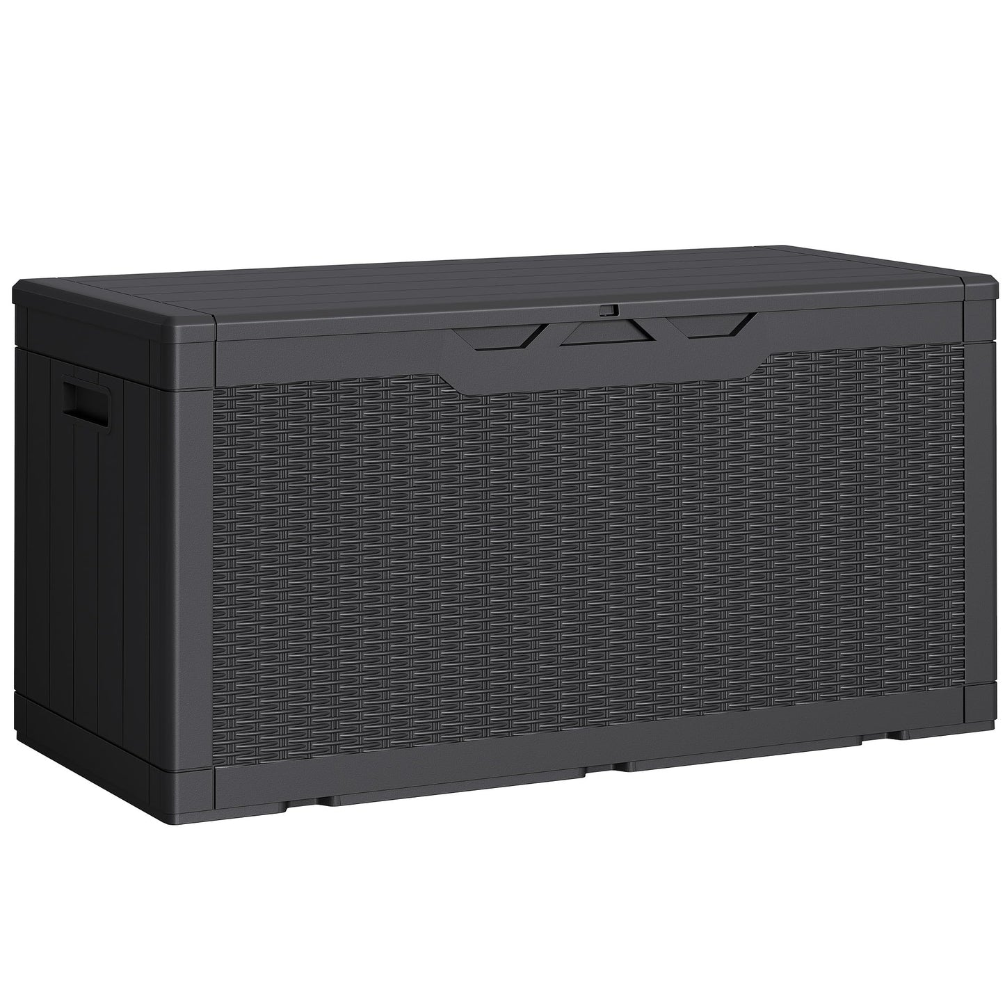 Greesum 100 Gallon Resin Deck Box Lockable Large Outdoor Storage Boxes for Garden Tools, Patio Furniture Cushions, Pool Supplies, Black - CookCave