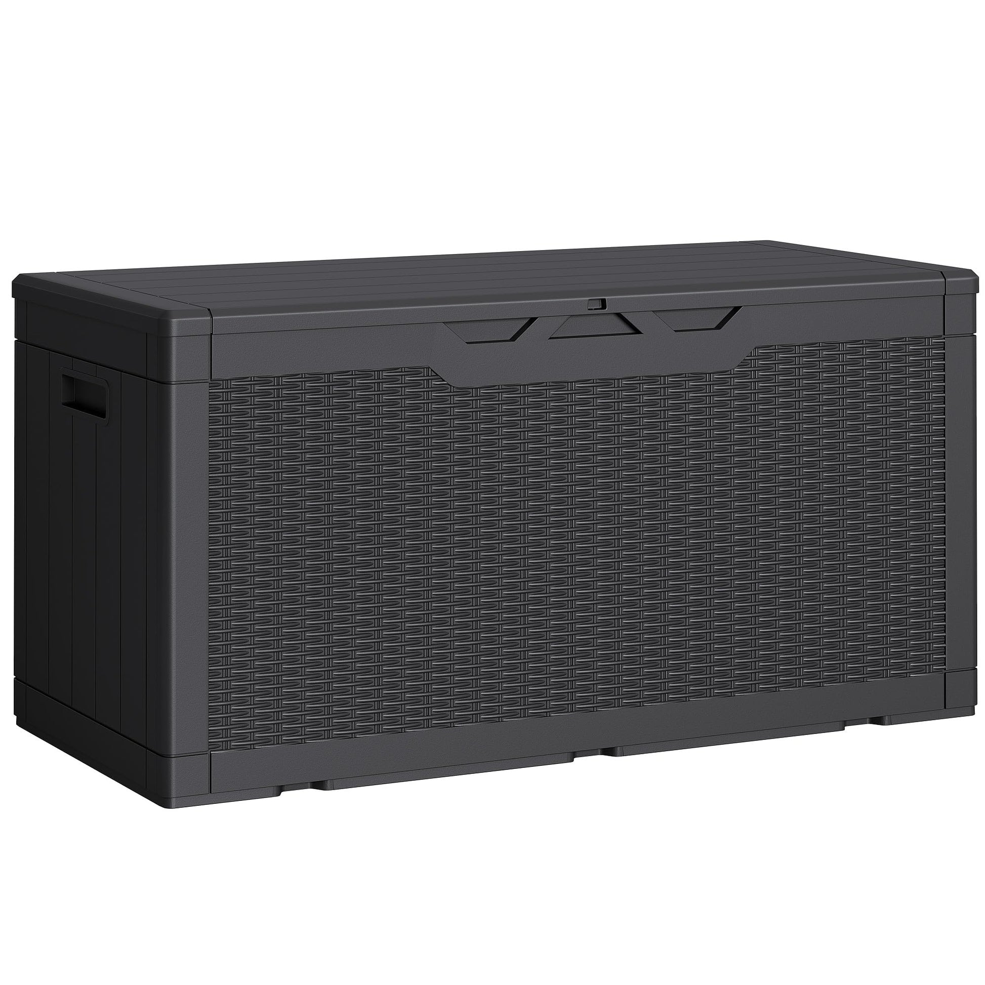 Greesum 100 Gallon Resin Deck Box Lockable Large Outdoor Storage Boxes for Garden Tools, Patio Furniture Cushions, Pool Supplies, Black - CookCave