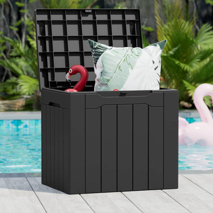 Greesum 31 Gallon Resin Deck Box Large Outdoor Storage for Patio Furniture, Garden Tools, Pool Supplies, Weatherproof and UV Resistant, Lockable, Dark Black - CookCave
