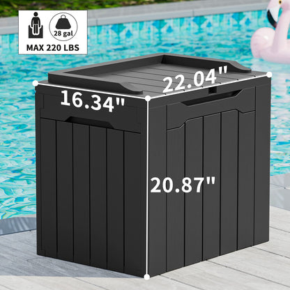 Greesum 31 Gallon Resin Deck Box Large Outdoor Storage for Patio Furniture, Garden Tools, Pool Supplies, Weatherproof and UV Resistant, Lockable, Dark Black - CookCave