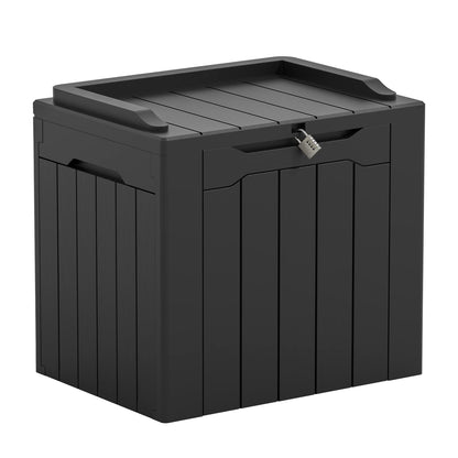 Greesum 31 Gallon Resin Deck Box Large Outdoor Storage for Patio Furniture, Garden Tools, Pool Supplies, Weatherproof and UV Resistant, Lockable, Dark Black - CookCave