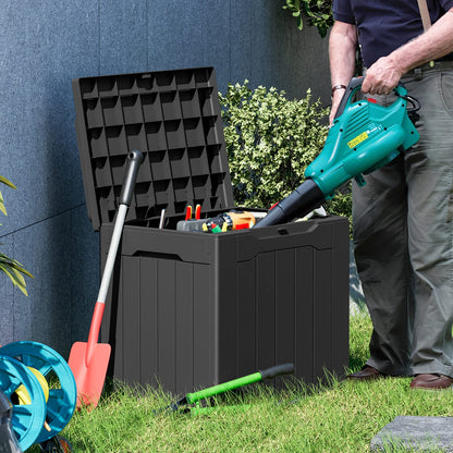 Greesum 31 Gallon Resin Deck Box Large Outdoor Storage for Patio Furniture, Garden Tools, Pool Supplies, Weatherproof and UV Resistant, Lockable, Dark Black - CookCave