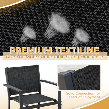 Greesum 4 Pieces Patio Furniture Set Outdoor Conversation Textilene Fabric Chairs for Lawn, Garden, Balcony, Poolside with A Glass Coffee Table, Black - CookCave